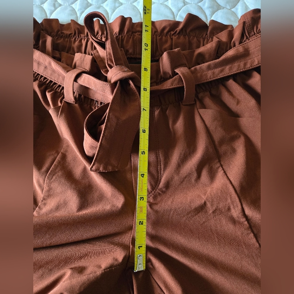 Athleta Pant 6 Rust Brown Skyline Belt Paperbag Travel Work Gorpcore Comfy Light - Picture 12 of 15